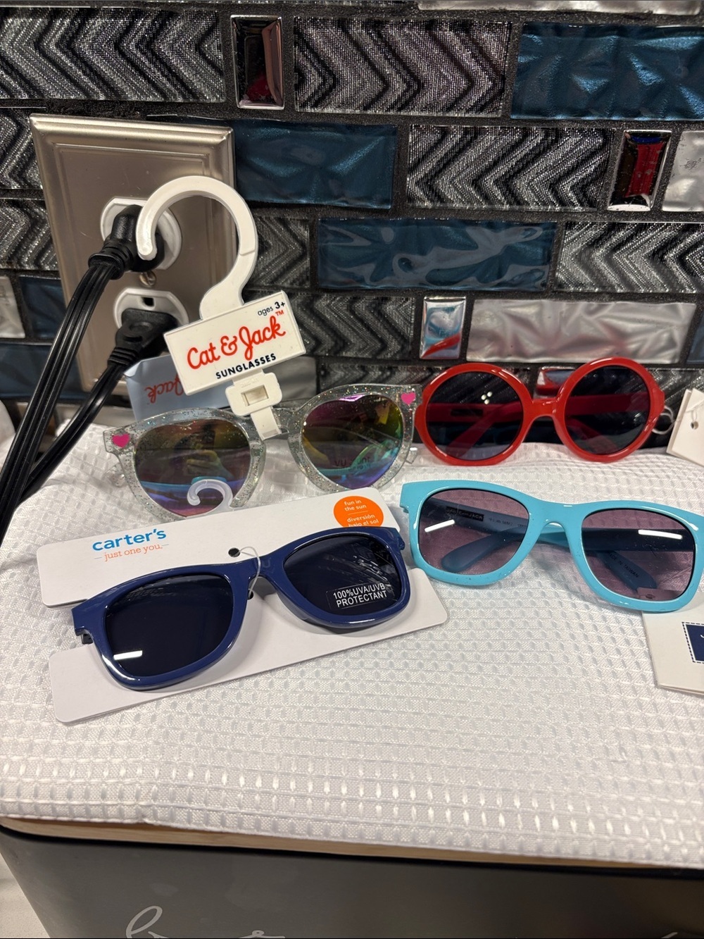 Janie and Jack Kids Sunglasses Assorted Colors (Red, Light Blue, Navy, Clear)